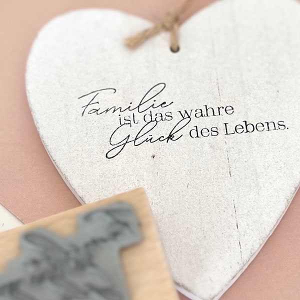 Stempel Familie ist das wahre Glück // Holzstempel Geschenkanhänger // Geschenkstempel