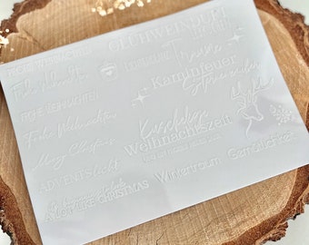 Randlose RUB ON UV Sticker - filigrane verschiedene Sprüche | Motive | Raysin | Klötzchen | randlos | frohe Weihnachten