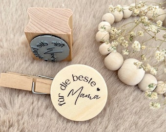 Stamp for the best mom // Wooden stamp gift tag // Gift stamp/ Mother's Day