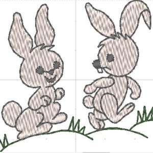 Digital embroidery Easter bunnies Easter digital file pes embroidery machine rubbit Easter spring digital embroidery