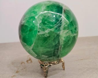 Green Fluorite Crystal Sphere: Heart Chakra Healing, Focus & Clarity