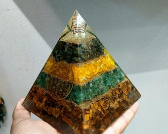 Orgonite Money Magnet Pyramid: Pyrite, Citrine, Jade & Tiger Eye