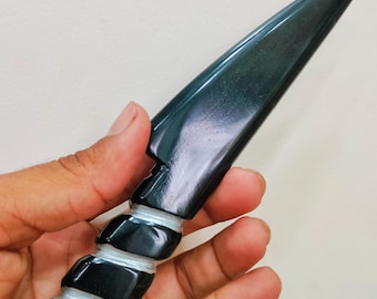 Unique Black Obsidian Knife – natural Sharp Handcrafted Volcanic Glass Blade for Rituals, Energy Work & Display Best Handmade Crystal Knife