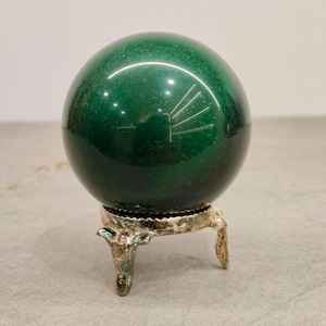 Green Jade Sphere – Prosperity Harmony Crystal Ball | Natural Healing Stone for Luck, Protection Heart Chakra Energy, Feng Shui Decor
