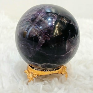 Amethyst Sphere 40-55mm – Polished Crystal Ball for Stress Relief, Crown Chakra Healing & Intuition | Natural Purple Amethyst Stone