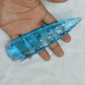 Aqua Blue Obsidian Arrowhead Knife 6&quot; – Unique Hand-Knapped Blade for Rituals, Wiccan Altar Tool, Spiritual Protection, Chakra Cleansing
