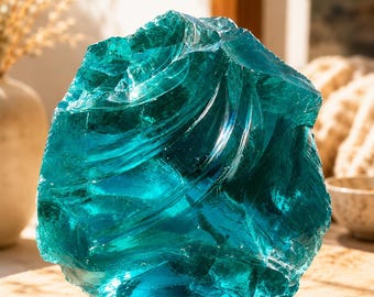 Large Aqua Blue Obsidian Crystal – Raw Blue Volcanic Glass Stone