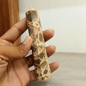 Leopard Skin Jasper Crystal Obelisks – 2-Piece Combo Natural Jasper Wands for Strength, Animal Spirit Connection & Grounding – Healing