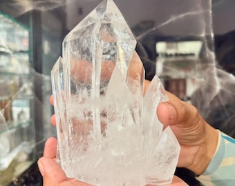 Natürliche Bergkristallgruppe - Rohkristallmineral | Weihnachtsgeschenk, Arkansas Cluster
