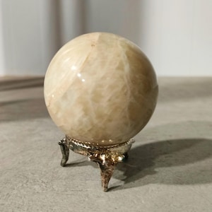 Cream Moonstone Sphere: Polished Crystal Ball for Intuition & Emotional Balance