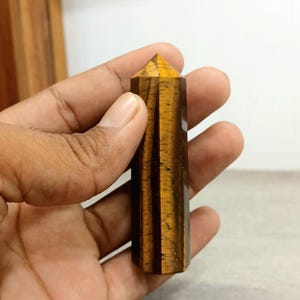 Tiger Eye Crystal Towers – 2 Pc Combo Small Polished Points for Confidence, Focus & Protection – Natural Healing Wands for Root Solar Plex