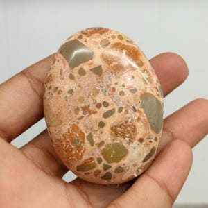 Natural Leopard Skin Jasper - Hand Polished 40-55mm Palm Stone - Earthy Crystal for Inner Power - pocket Stone