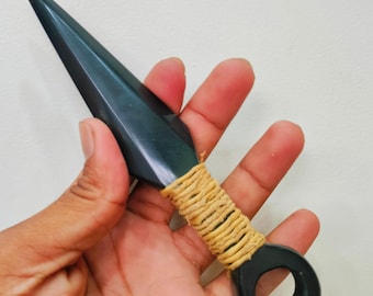 Black Obsidian Kunai Crystal Knife – Sharp Handmade Cosplay Prop | Anime-Inspired Kunai | Volcanic Glass Crystal Blade | Costume Accessory
