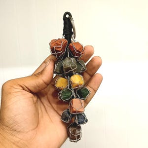 Natural seven Chakra Raw Crystal Hanging – 7 chakra Window or Door Decor for Energy Balancing & Spiritual Healing – Chakra Stone Gift