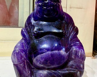 Estatua de Buda de amatista tallada: decoración espiritual para el hogar
