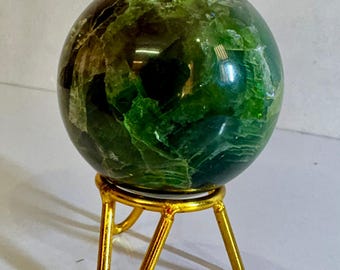 Green Fluorite Crystal Sphere: Polished Healing Stone, 80mm