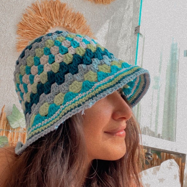 chapeau au crochet/chapeau seau/chapeau festival/chapeau tricot/chapeau saisonnier/chapeau plage/chapeau tricoté/chapeau hippie/chapeau coloré/chapeau mignon