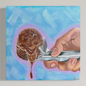 Eiscreme, Wanddekoration, Einweihungsgeschenk, Geschenk für sie, Obstkuchen Gemälde, Küchendekor, Bäckereidekor, Eiscreme Kunst, modern