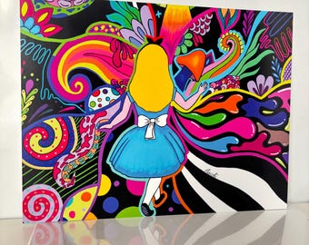 Alice in Wonderland Print: Vibrant Trippy Decor (11x8.5in)