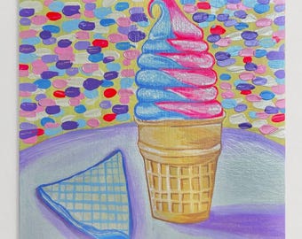 Pintura acrílica de helado: decoración de pared de arte pop