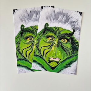 The grinch pint from original, Christmas decoration, holiday decor, the grinch decor, Christmas gift, Christmas postcard.