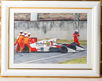 アラン・プロスト＆アイルトン・セナのアートプリント：サイン入り限定