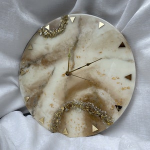 Epoxy Resin Clock Decor 20&quot;(50cm) Home Wall Wood Clock Face Gift Natural Crystal Rose Quartz