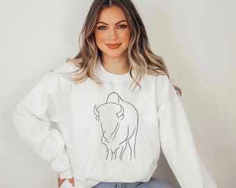Minimalistic Bison Crewneck Sweatshirt, Buffalo Sweatshirt, Yellowstone National Park Sweater, Yellowstone, Wyoming, Montana