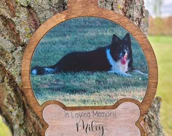 Personalized Dog Picture Ornament, Custom Dog Christmas Ornament, Pet Loss Keepsake, Gift For Dog Lovers, In Loving Memory Ornament