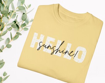 Maglietta Hello Sunshine!, Maglietta Hello Sunshine effetto consumato, Maglietta primaverile, Maglietta estiva, Regalo per lei, Regalo per la mamma