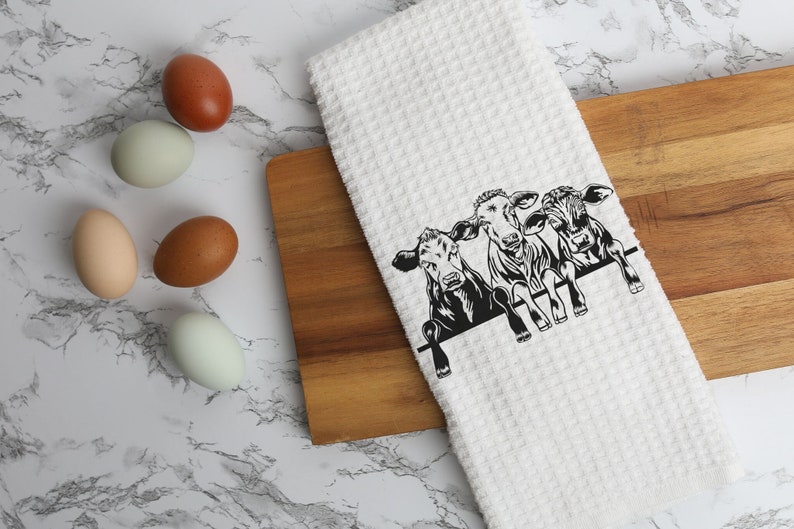 WillowJaneMercantile Cow Kitchen Hand Towel