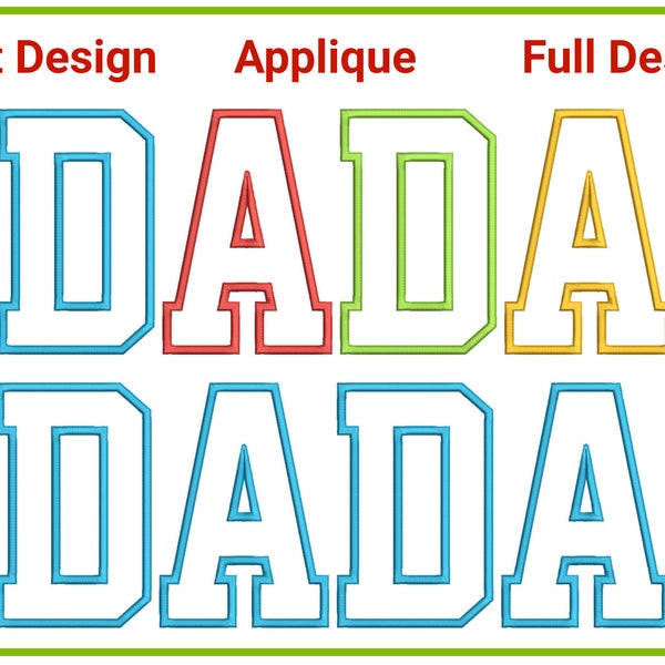 Dada Applikation Stickerei Satin Stich Design Papas Tag Designs Stickerei