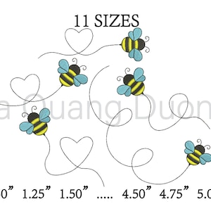 Bienen Stickdatei,Süße Biene Stickdatei,Mini Bienen Stickdatei,5design-11size