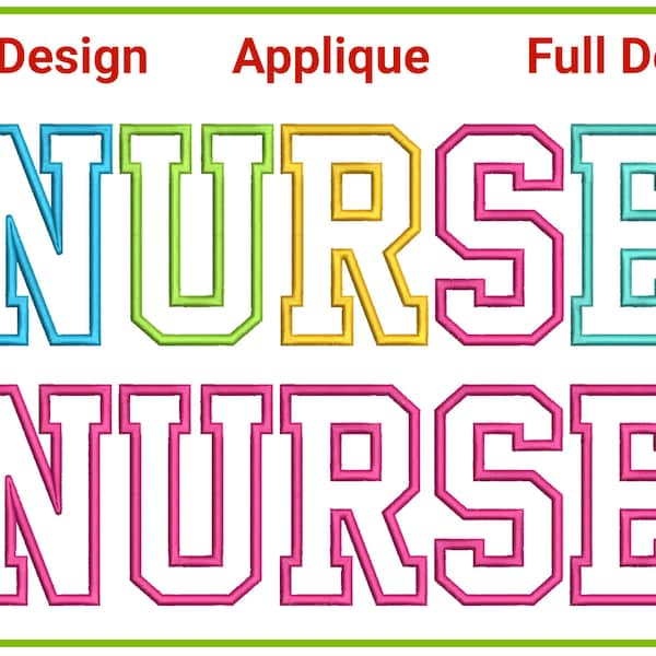 Nurse Applique Embroidery Satin Stich Design Medical Designs Embroidery