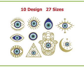 Set Eye Embroidery, Seeing Eye Embroidery Design, Hand Embroidery Design, Set Eyes Embroidery File, 10 Designs 27 Sizes