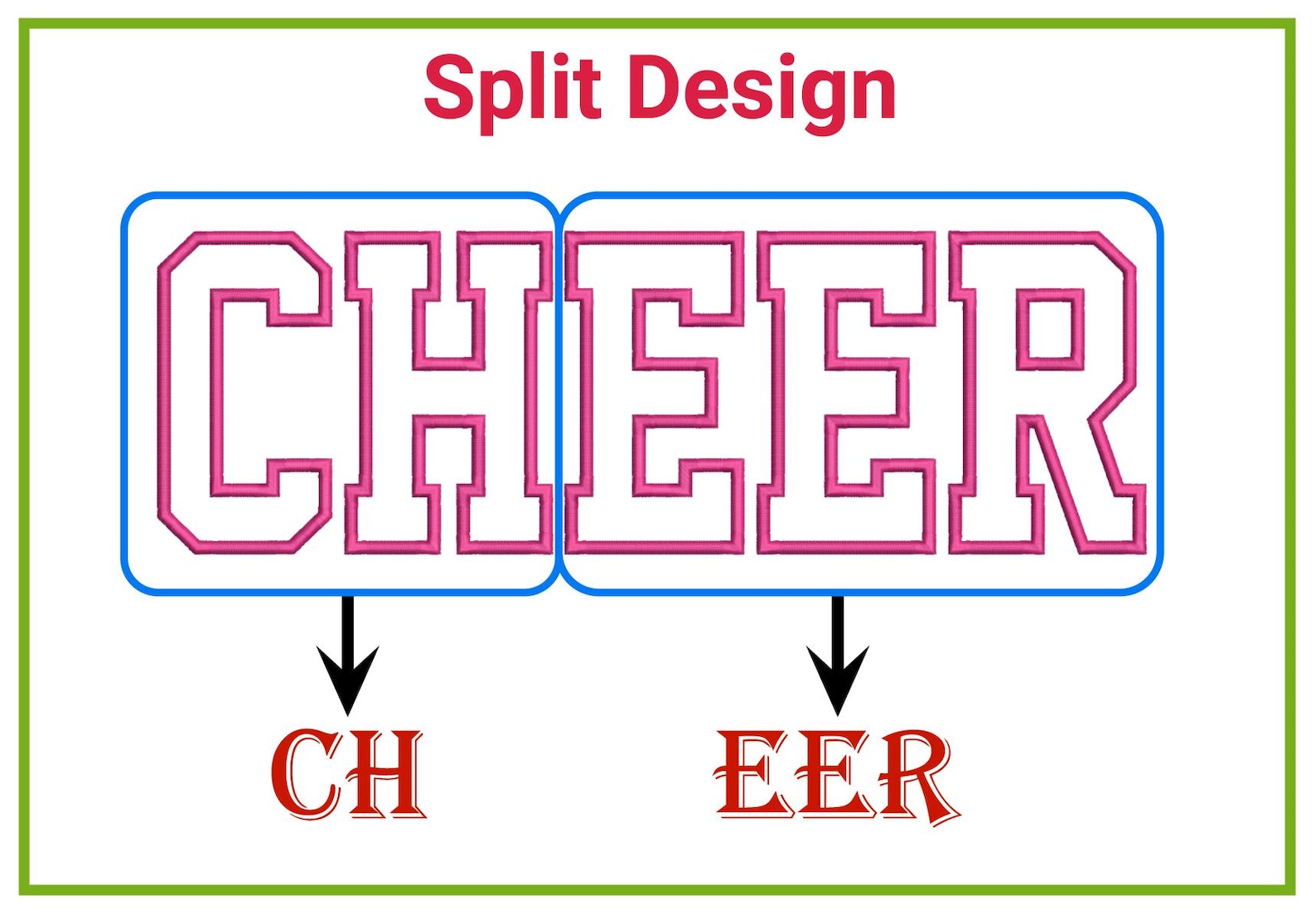 Cheer Applique Embroidery Satin Stich Design Cheerleader Designs ...