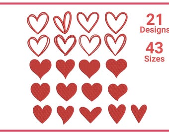 Bordado de corazón pequeño, diseño de mini bordado de corazón, diseño de mini bordado de puntada de satén, amor de San Valentín