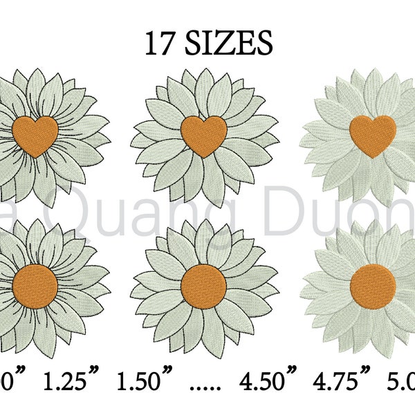 Daisy-Embroidery,Mini Daisy-Embroidery,Flower-Embroidery Design,6Design-17Size