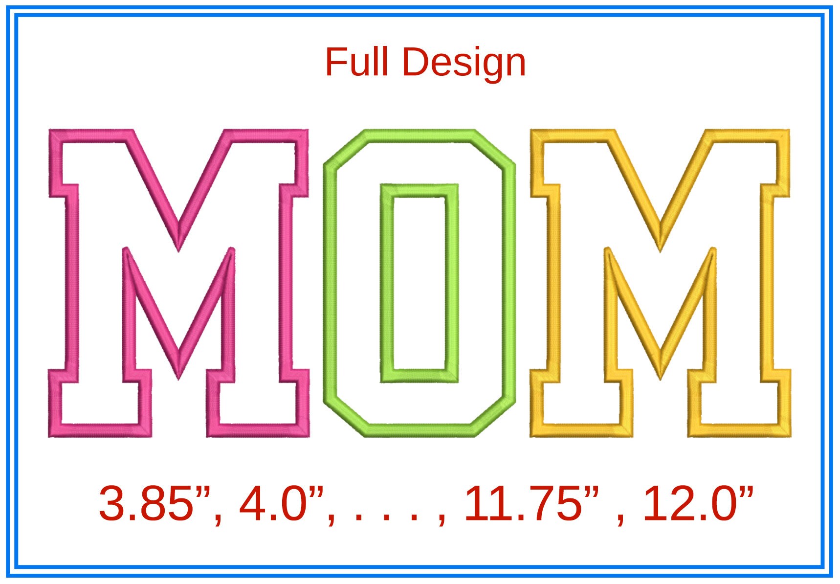Mom Applique Embroidery Satin Stich Design Mother's Day Designs ...
