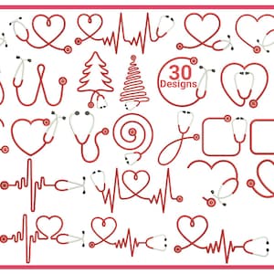 Conjunto de bordado de mini estetoscopio, conjunto de bordado de punto de satén para estetoscopio, bordado médico