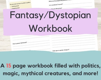 Druckbare Fantasy/Dystopische Blätter | Fantasy/Dystopische Arbeitsheft schreiben | Digitales Arbeitsbuch | Druckbare Vorlage