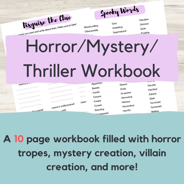 Printable Horror/Mystery/Thriller Sheets | Writing Horror/Mystery/Thriller Workbook | Digital Workbook | Printable Template