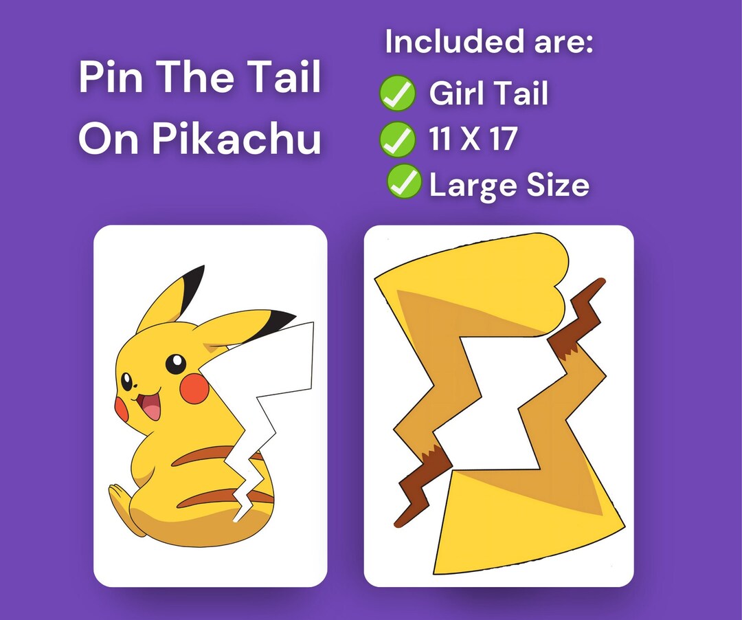 Pin the Tail on Pikachu Game, Printable & Instant Download, DIY Kids
