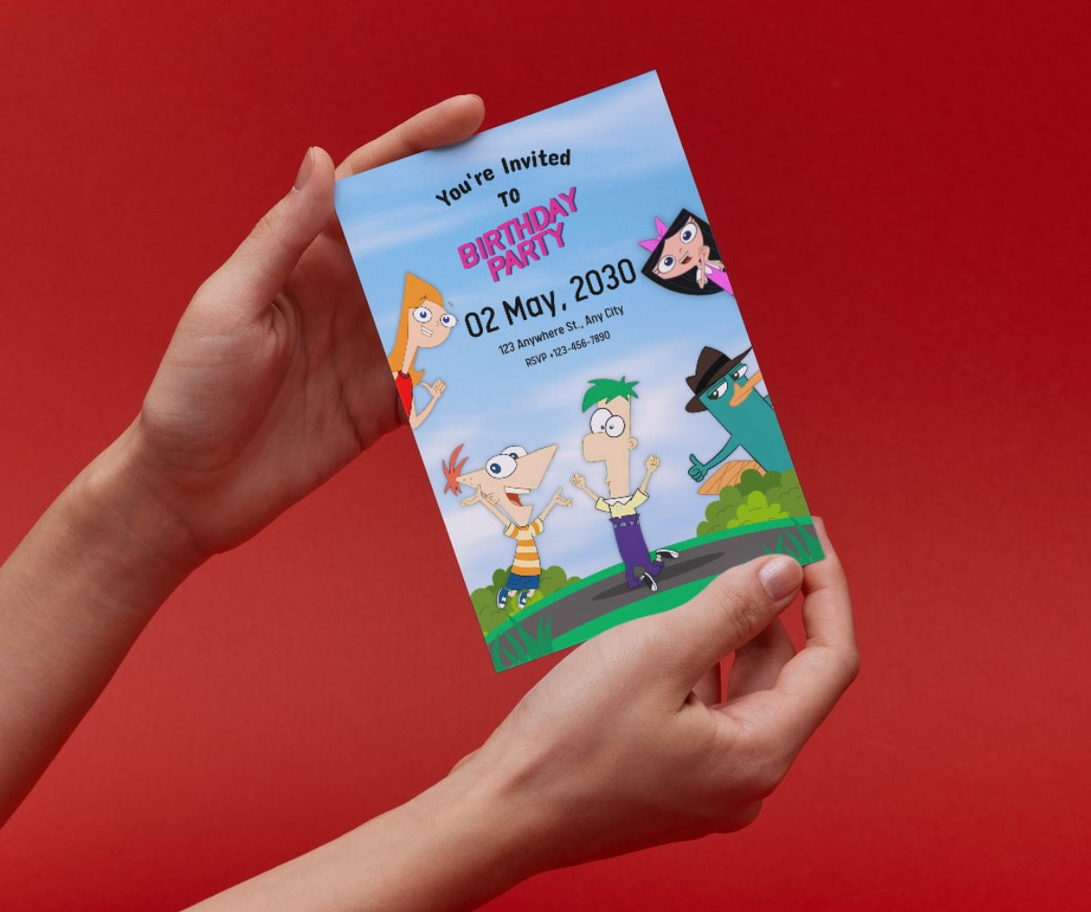 Phineas and Ferb Birthday Invitations Printable PDF 6 Different Colors ...