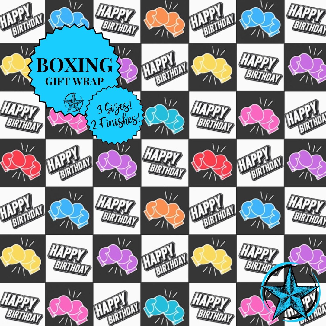 Boxing Wrapping Paper. Vibrant Ecoluxury Kickboxing Birthday Theme