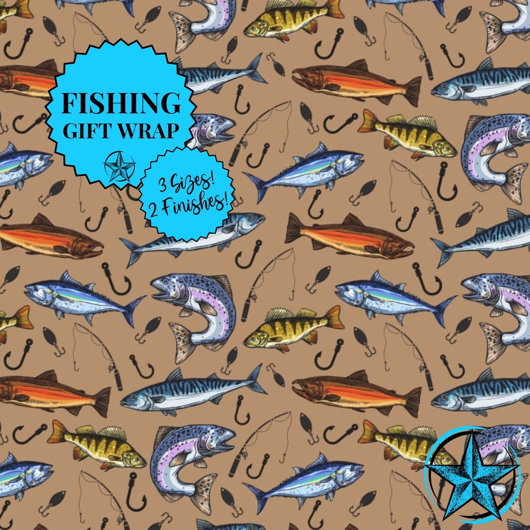 Fish Wrapping Paper. Vibrant Eco-luxury Angler Fishing Birthday Theme ...
