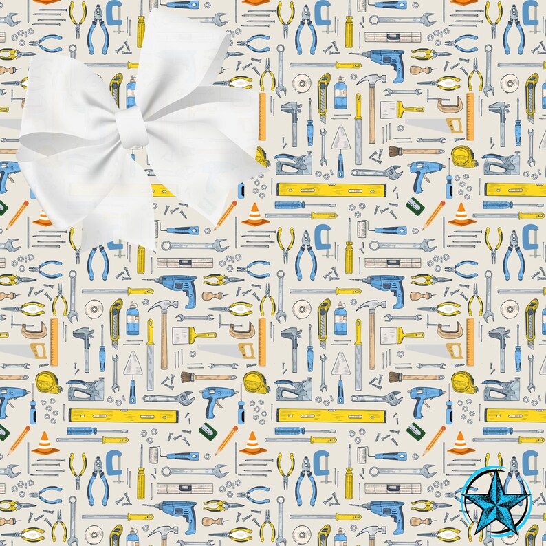 Tools Wrapping Paper. Vibrant Ecoluxury Hardware Construction Birthday
