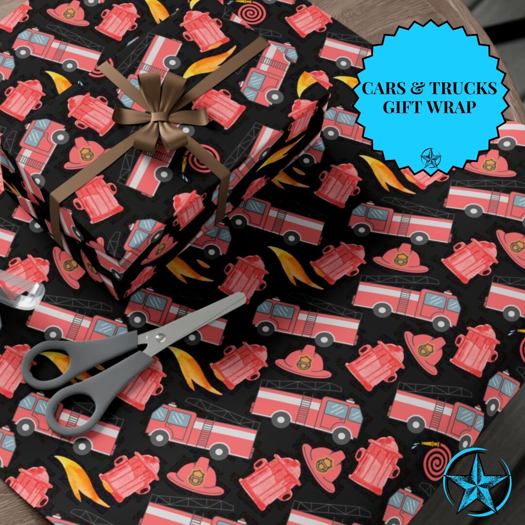Fire Truck Wrapping Paper. Vibrant Eco-friendly Fire Fighter - Etsy