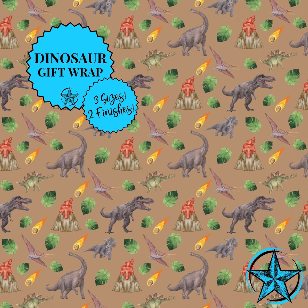 Dinosaur Wrapping Paper. Vibrant Ecofriendly Prehistoric Etsy