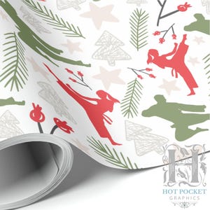 Martial Arts Christmas Wrapping Paper: Karate Gift Wrap, Eco-Friendly